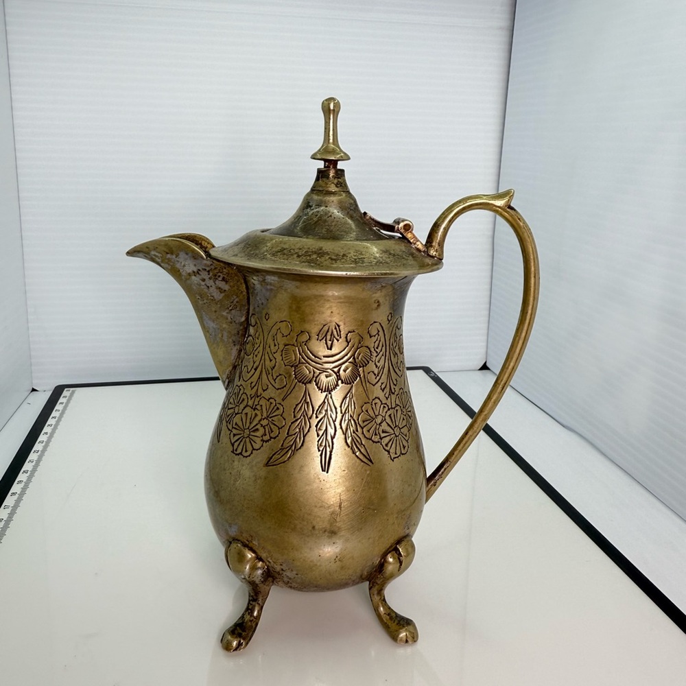 Elegant Silver Tone Teapot with Floral Design - Picture 2 of 4